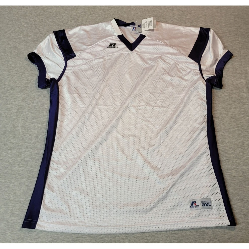 Russell Athletic Football Jersey Mens 3XL White Purple Blank S4293MK NWT 2010